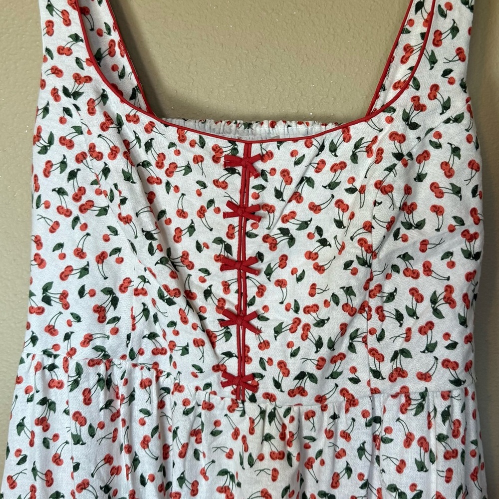 NWT Caroline Constas Cherry Print Bow Detail Dress Size Medium - Picture 4 of 7